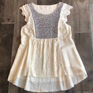 Anthropologie mixed media flowy blouse